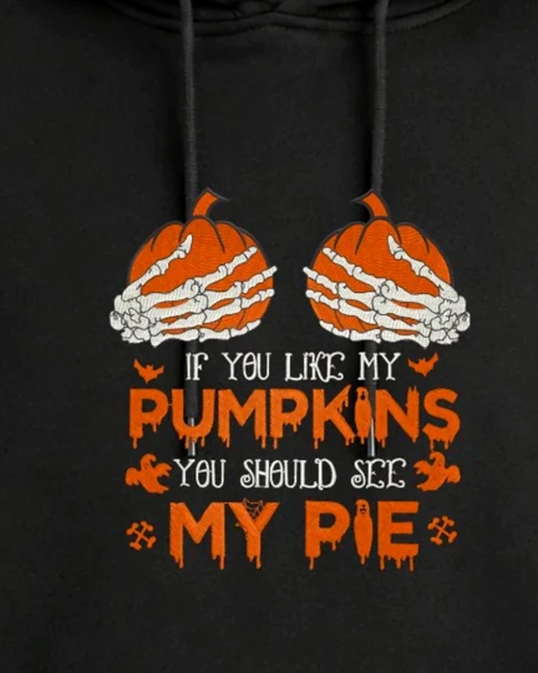 Nahaufnahme der Stickerei: If you like my pumpkins …