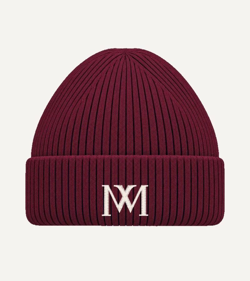 MachineMadness Logo Beanie in burgundy mit gesticktem MM-Monogramm