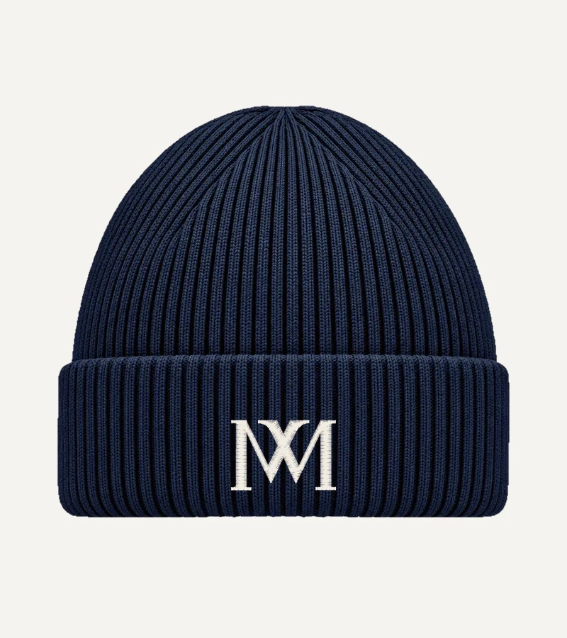 MachineMadness Logo Beanie in french navy mit gesticktem MM-Monogramm