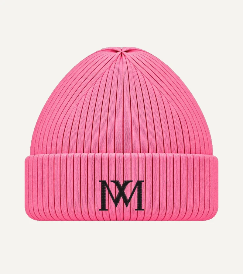 MachineMadness Logo Beanie in true pink mit gesticktem MM-Monogramm