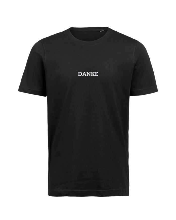 DANKE – bitte stör woanderst! T-Shirt – Vorderseite «DANKE», bestickt von MachineMadness